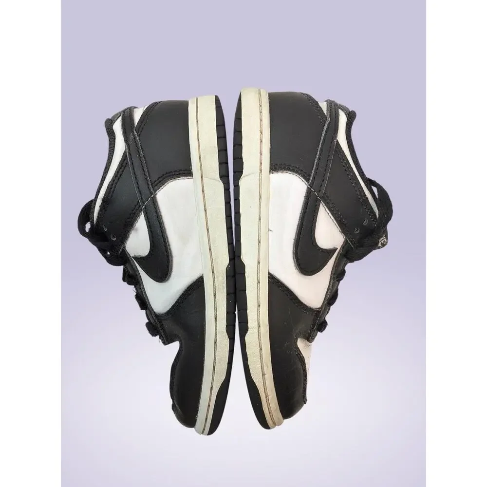 Nike Dunk Low Unisex Kids Sneakers Black/White Leather Lace Up Low Top US 13